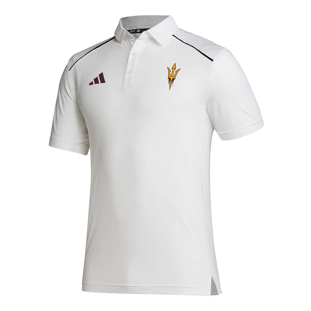 Men's adidas White Arizona State Sun Devils Coaches AEROREADY Polo