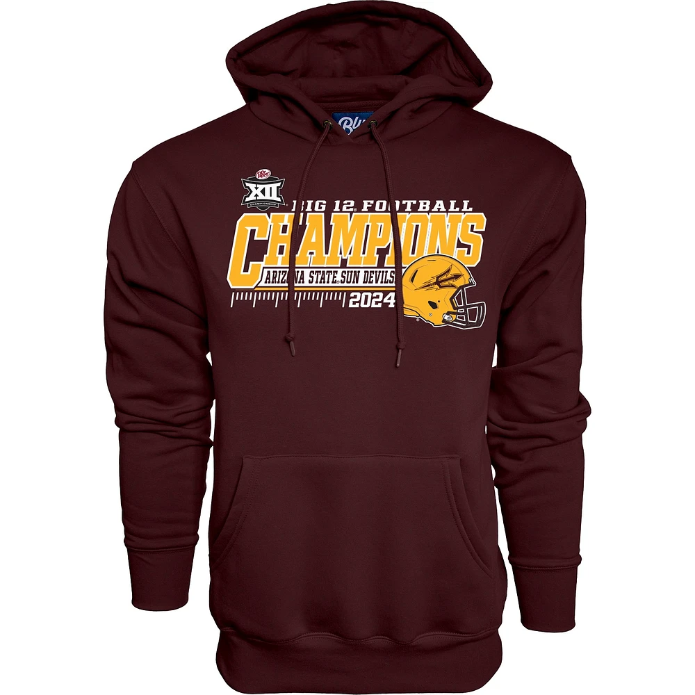 Sweat à capuche bleu 84 marron pour homme Arizona State Sun Devils 2024 Big 12 Football Conference Champions Locker Room