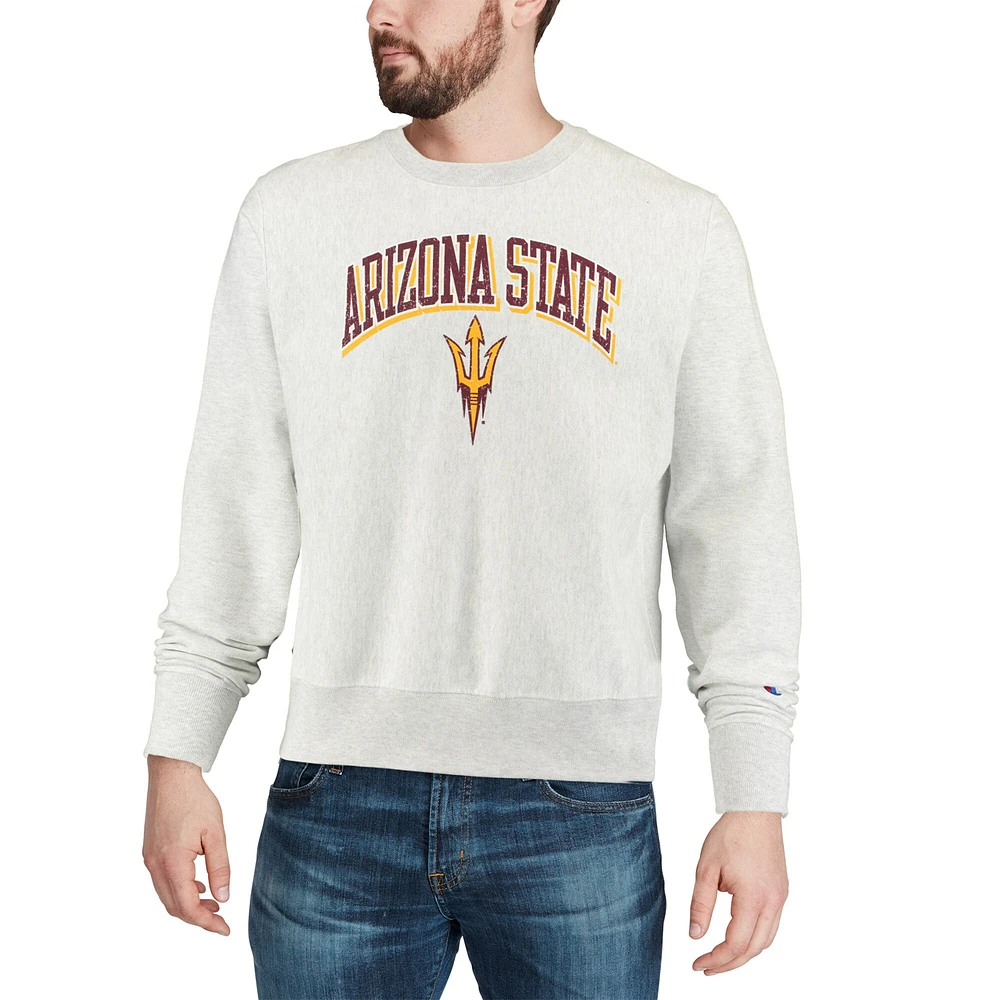 Sweat-shirt gris Champion Arizona State Sun Devils Arch Over Logo Reverse Weave pour homme