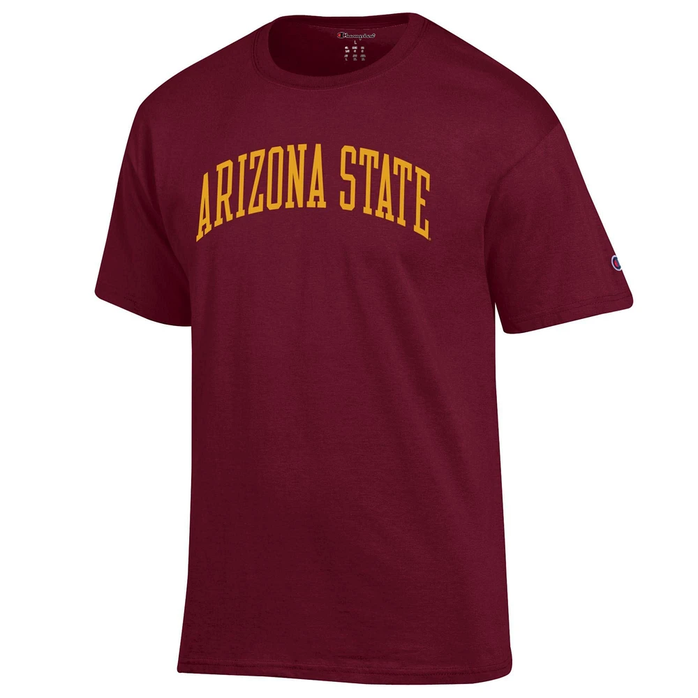 Men's Champion  Maroon Arizona State Sun Devils Basic Arch T-Shirt