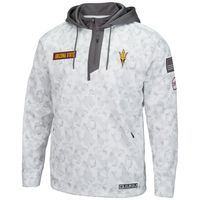 Men's Colosseum Arctic Camo Arizona State Sun Devils OHT Military Appreciation Quarter-Zip Hoodie