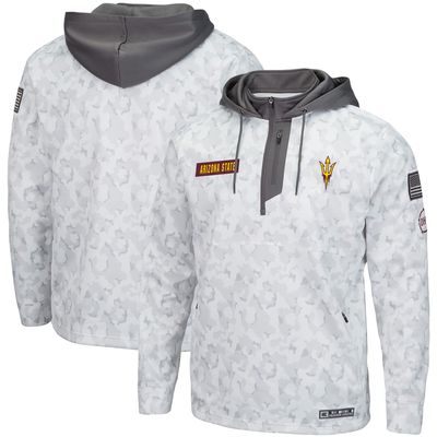 Men's Colosseum Arctic Camo Arizona State Sun Devils OHT Military Appreciation Quarter-Zip Hoodie