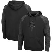 Men's Colosseum Black Arizona State Sun Devils Blackout 3.0 Tonal Raglan Pullover Hoodie