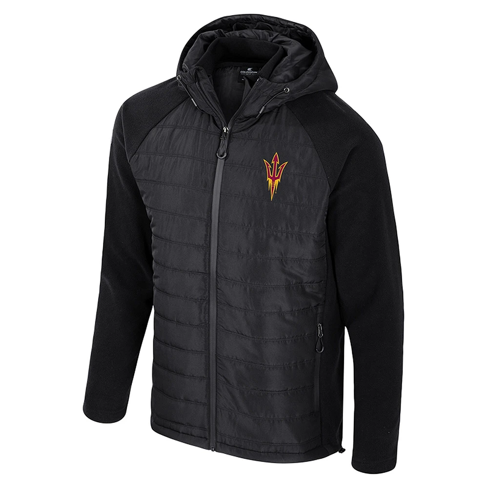 Veste à capuche entièrement zippée Block The Sun pour homme Colosseum Black Arizona State Devils