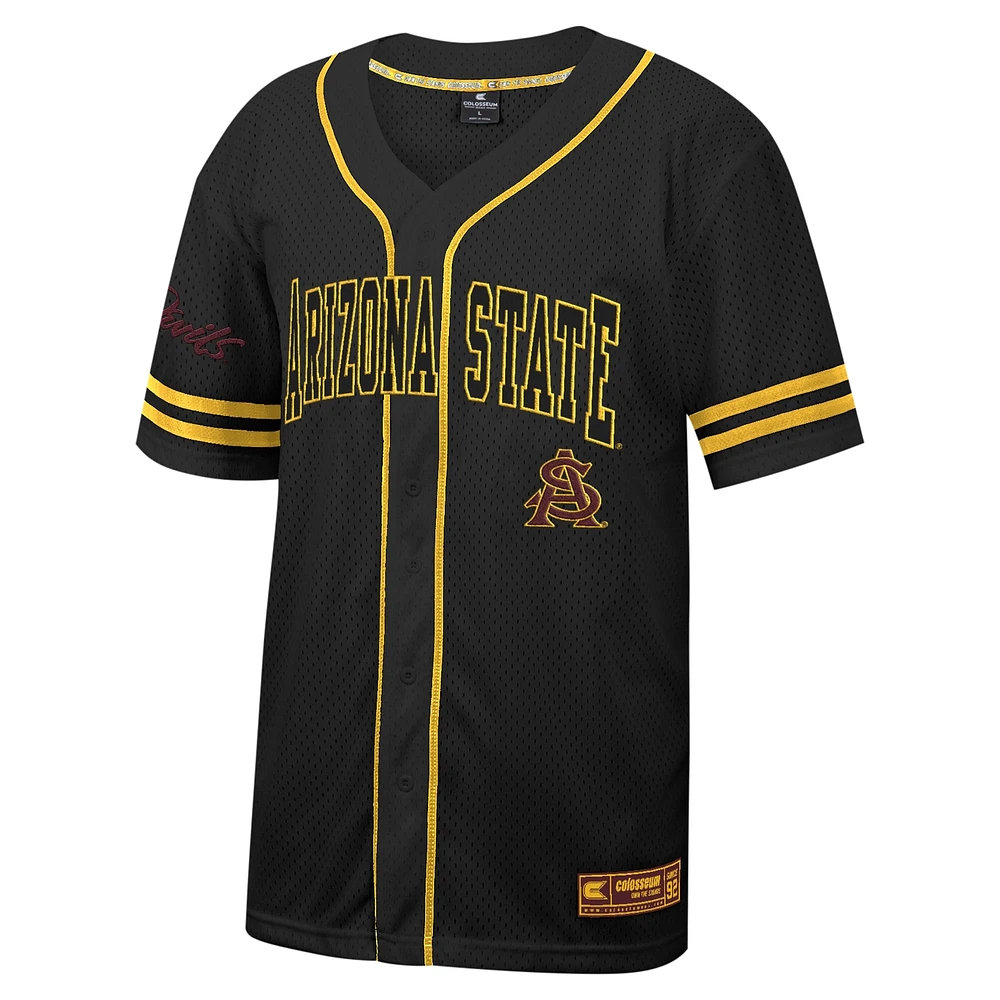 Men's Colosseum Arizona State Sun Devils Free Spirited Mesh Button-Up Baseball Jersey