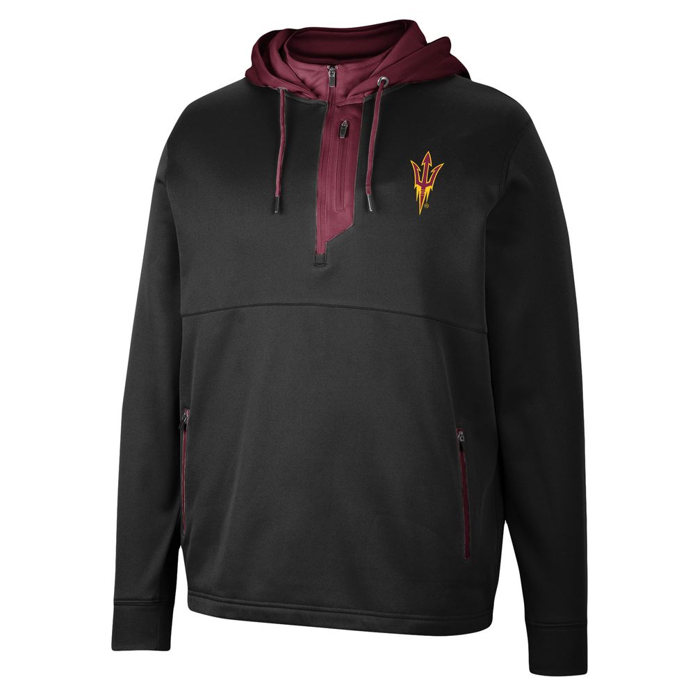 Men's Colosseum Black Arizona State Sun Devils Luge 3.0 Quarter-Zip Hoodie