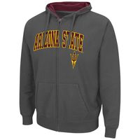 Men's Colosseum Charcoal Arizona State Sun Devils Arch & Logo 3.0 Full-Zip Hoodie