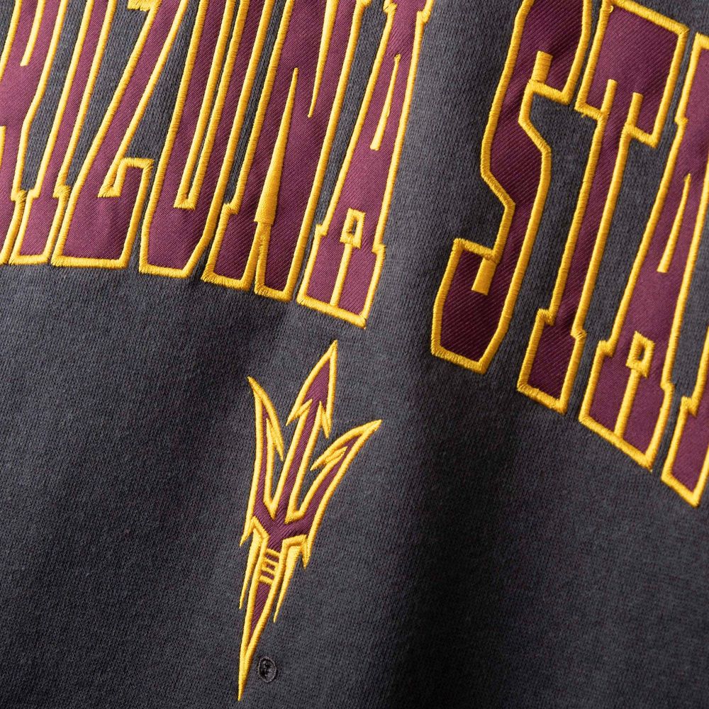 Men's Colosseum Charcoal Arizona State Sun Devils Arch & Logo Crew Neck Sweatshirt