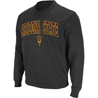 Men's Colosseum Charcoal Arizona State Sun Devils Arch & Logo Crew Neck Sweatshirt