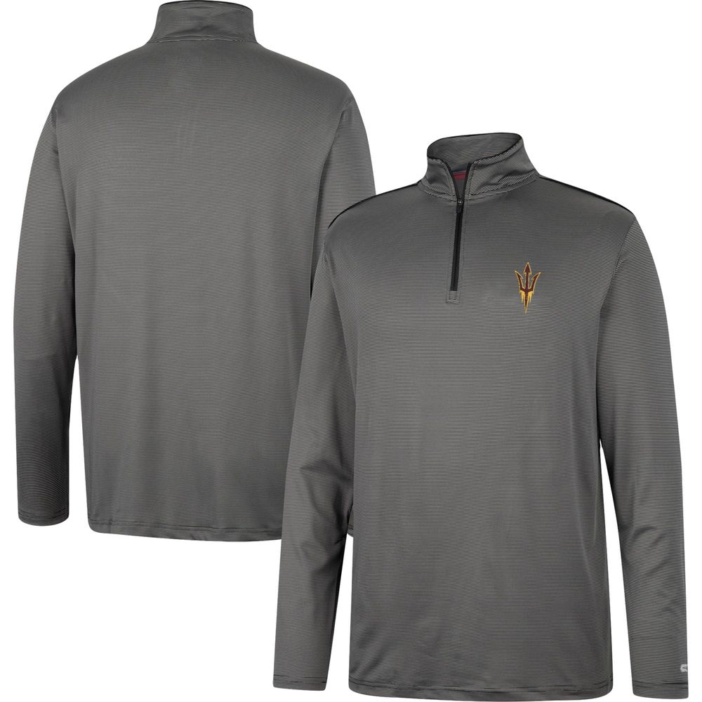 Men's Colosseum Charcoal Arizona State Sun Devils Logo Quarter-Zip Windshirt