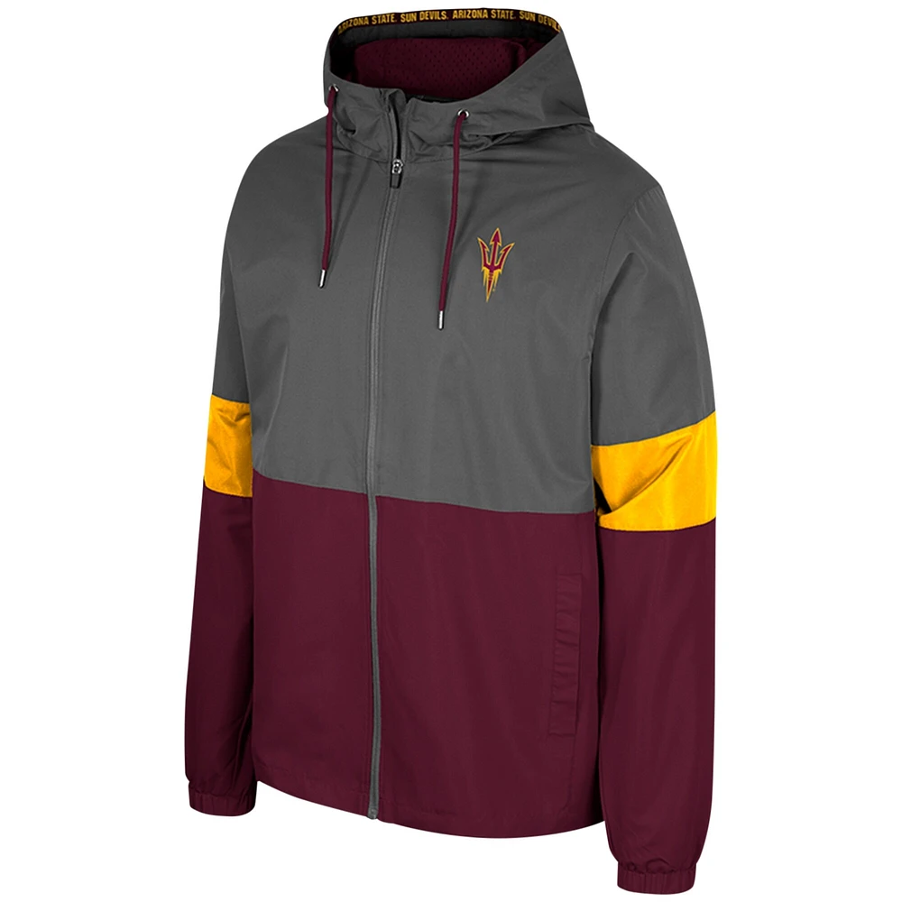 Veste à capuche entièrement zippée Colosseum Charcoal Arizona State Sun Devils Miles pour hommes