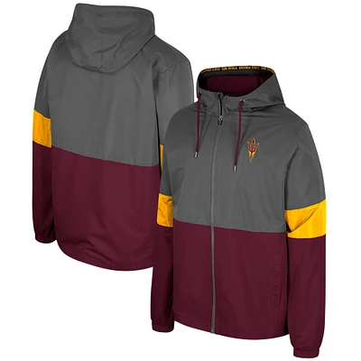 Men's Colosseum Charcoal Arizona State Sun Devils Miles Full-Zip Hoodie Jacket