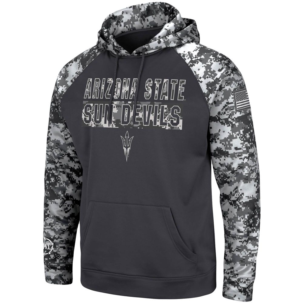 Men's Colosseum Charcoal Arizona State Sun Devils OHT Military Appreciation Digital Camo Pullover Hoodie