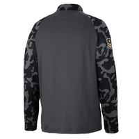 Men's Colosseum Charcoal Arizona State Sun Devils OHT Military Appreciation Long Range Raglan Quarter-Zip Jacket