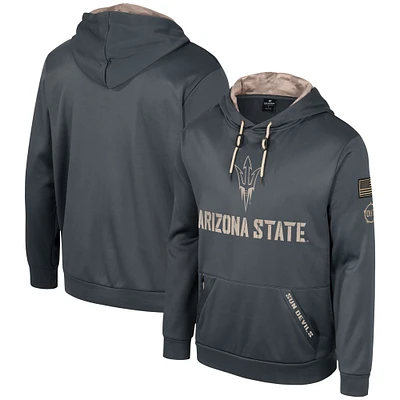 Sweat à capuche pour hommes Colosseum Charcoal Arizona State Sun Devils OHT Military Appréciation