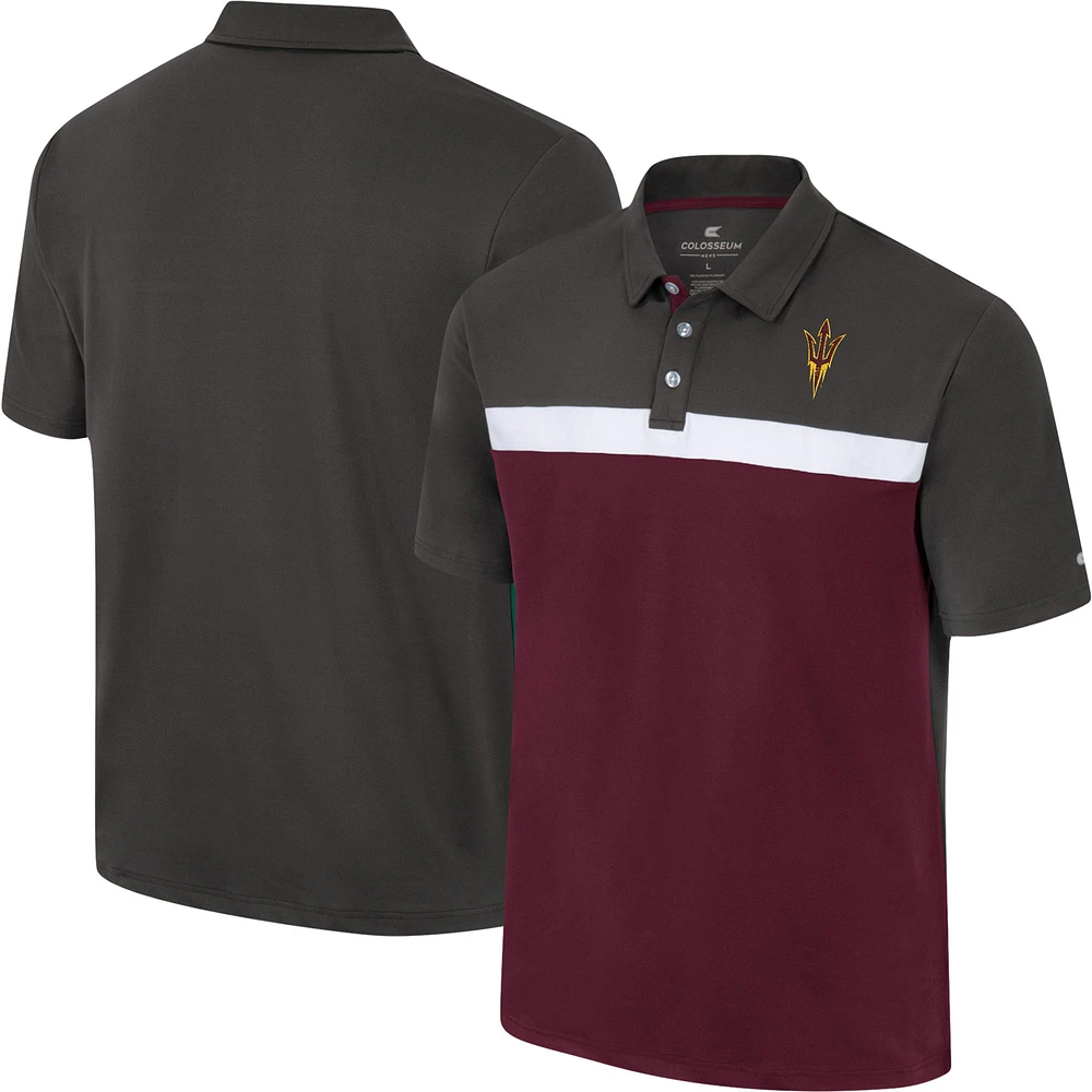 Men's Colosseum Charcoal Arizona State Sun Devils Two Yutes Polo