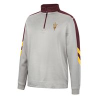 Men's Colosseum Gray/Maroon Arizona State Sun Devils Bushwood Fleece Quarter-Zip Jacket