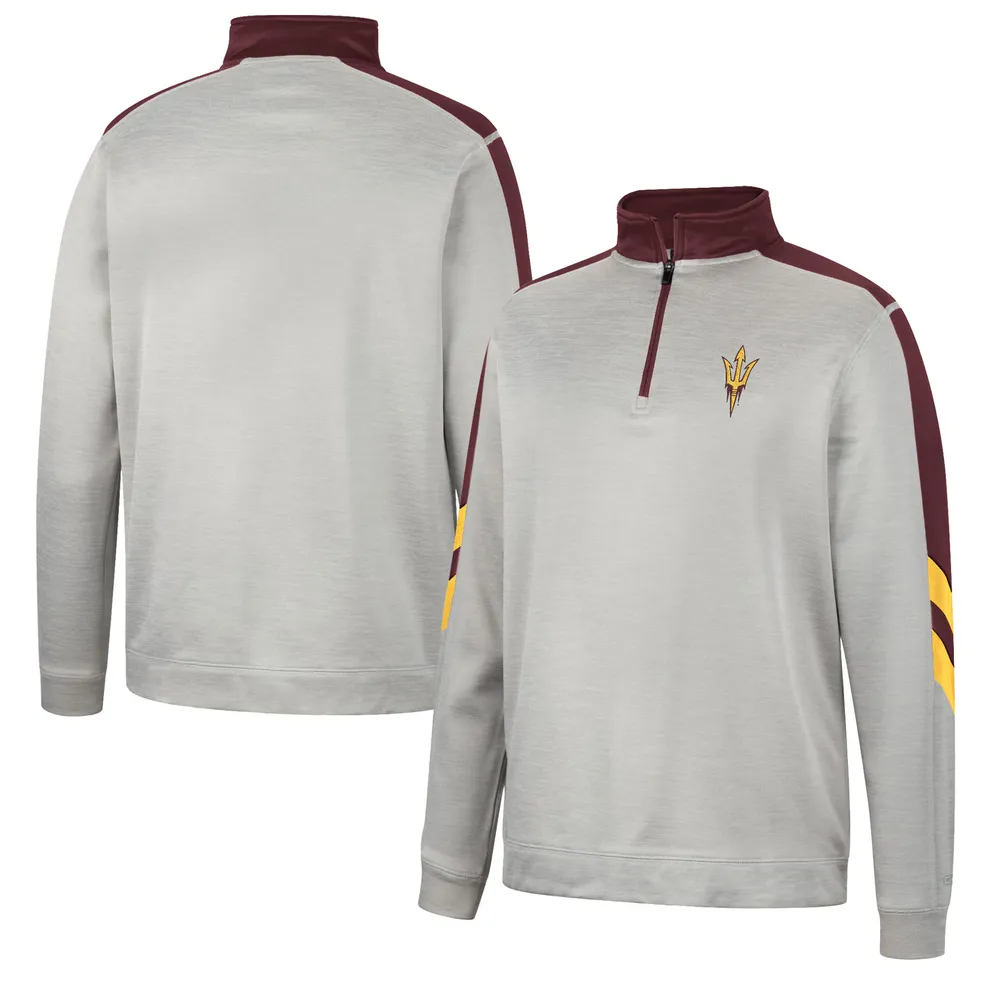 Veste Colosseum Gris/Marron Arizona State Sun Devils Bushwood Fleece Quarter-Zip pour homme