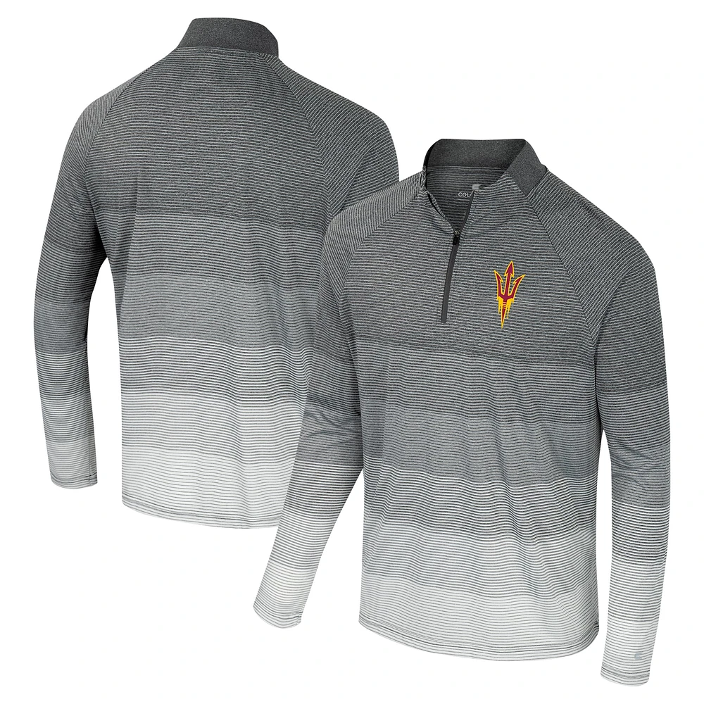 Men's Colosseum  Gray Arizona State Sun Devils AI Striped Mesh Quarter-Zip Raglan Windshirt