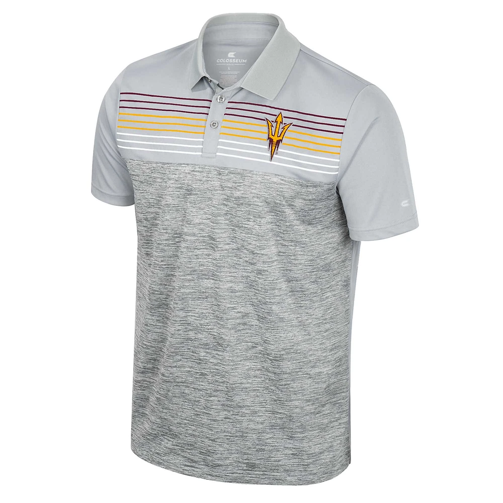 Men's Colosseum Gray Arizona State Sun Devils Cybernetic Polo