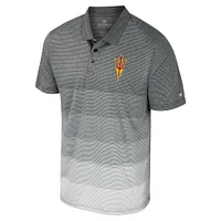 Men's Colosseum Gray Arizona State Sun Devils Striped Mesh Polo