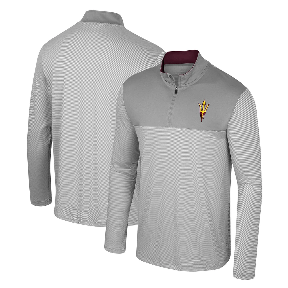 Men's Colosseum Gray Arizona State Sun Devils Tuck Quarter-Zip Top