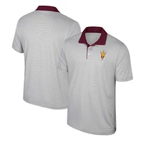 Men's Colosseum Gray Arizona State Sun Devils Tuck Striped Polo