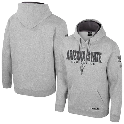 Sweat à capuche imprimé militaire Oorah OHT pour homme Colosseum Heather Grey Arizona State Sun Devils