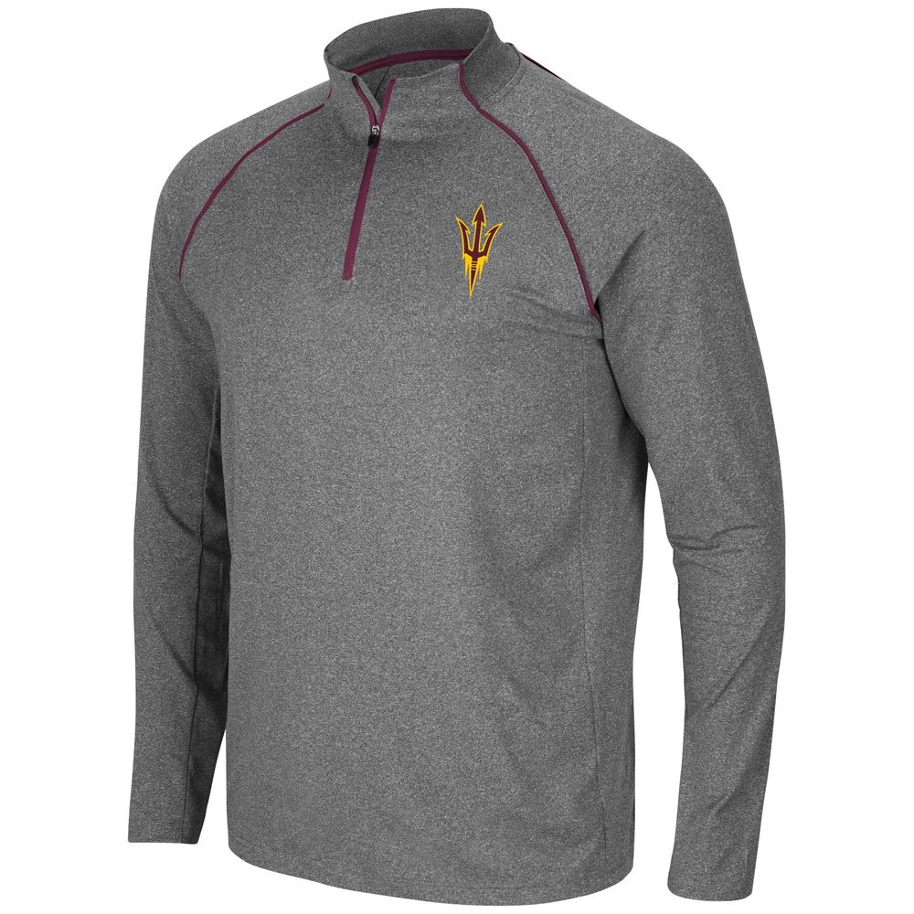 Men's Colosseum Heathered Charcoal Arizona State Sun Devils Robert Raglan Quarter-Zip Jacket