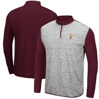 Men's Colosseum Heathered Gray/Maroon Arizona State Sun Devils Prospect Quarter-Zip Jacket