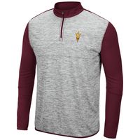 Men's Colosseum Heathered Gray/Maroon Arizona State Sun Devils Prospect Quarter-Zip Jacket