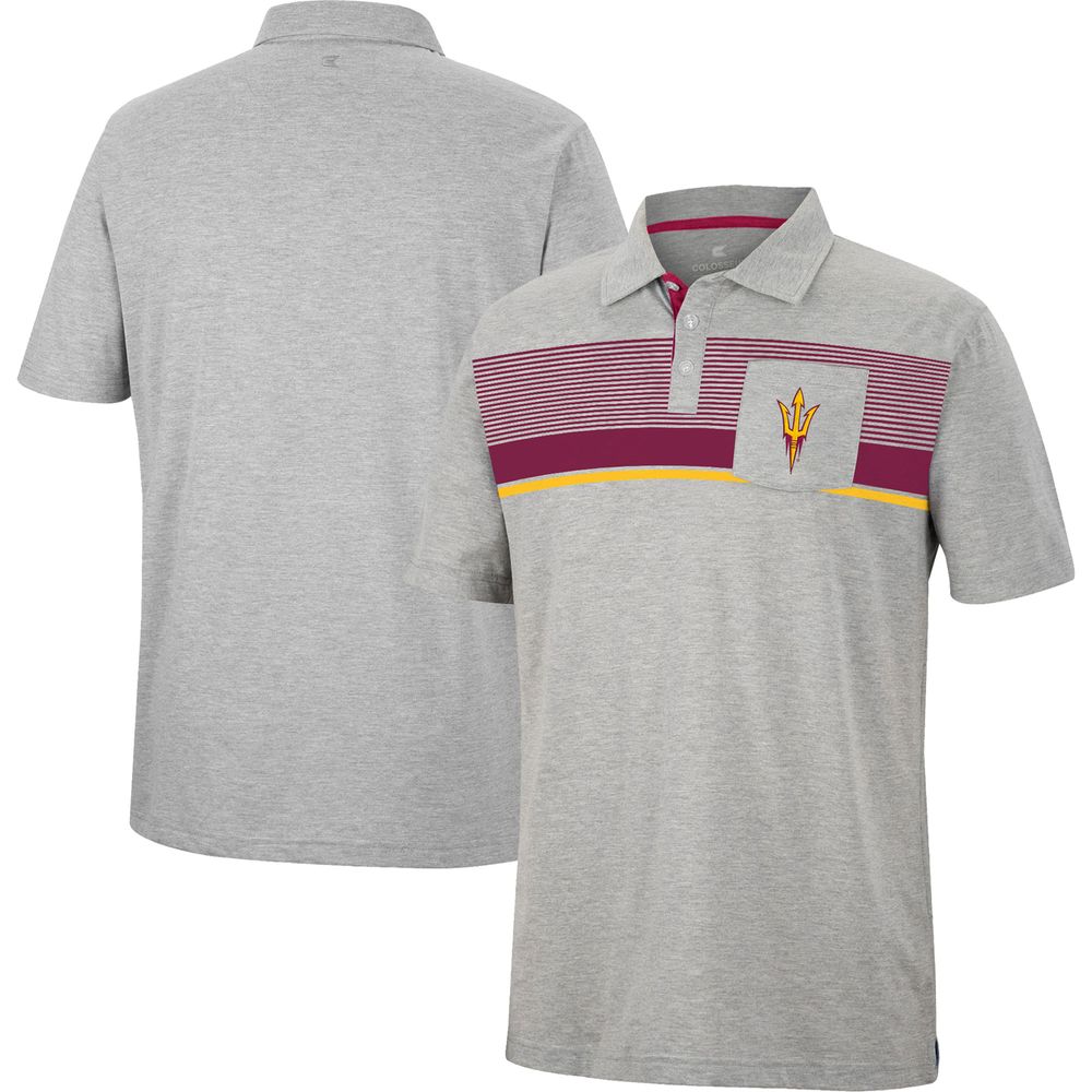 Men's Colosseum Heathered Gray Arizona State Sun Devils Golfer Pocket Polo