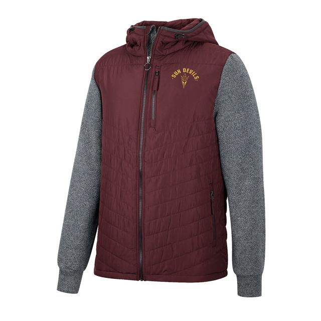 Sweat à capuche entièrement zippé Colosseum marron/anthracite Arizona State Sun Devils Course chevrons pour homme