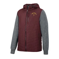 Men's Colosseum Maroon/Charcoal Arizona State Sun Devils Course Herringbone Full-Zip Hoodie