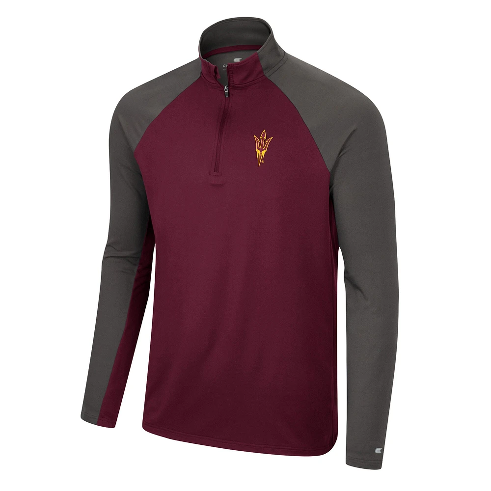 Coupe-vent Colosseum marron/anthracite Arizona State Sun Devils Two Yutes Raglan Quarter-Zip Windshirt pour homme