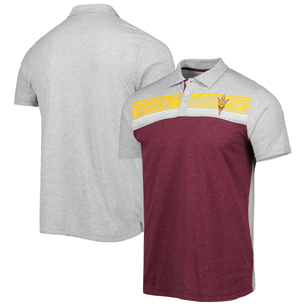 Polo léger pour homme Colosseum marron/gris chiné Arizona State Sun Devils Caddy