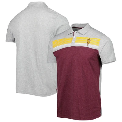 Polo léger pour homme Colosseum marron/gris chiné Arizona State Sun Devils Caddy