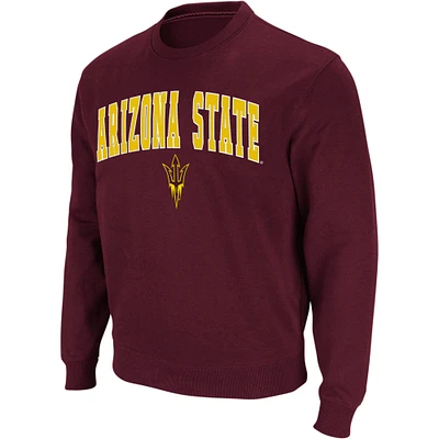 Men's Colosseum Maroon Arizona State Sun Devils Arch & Logo Crew Neck Sweatshirt