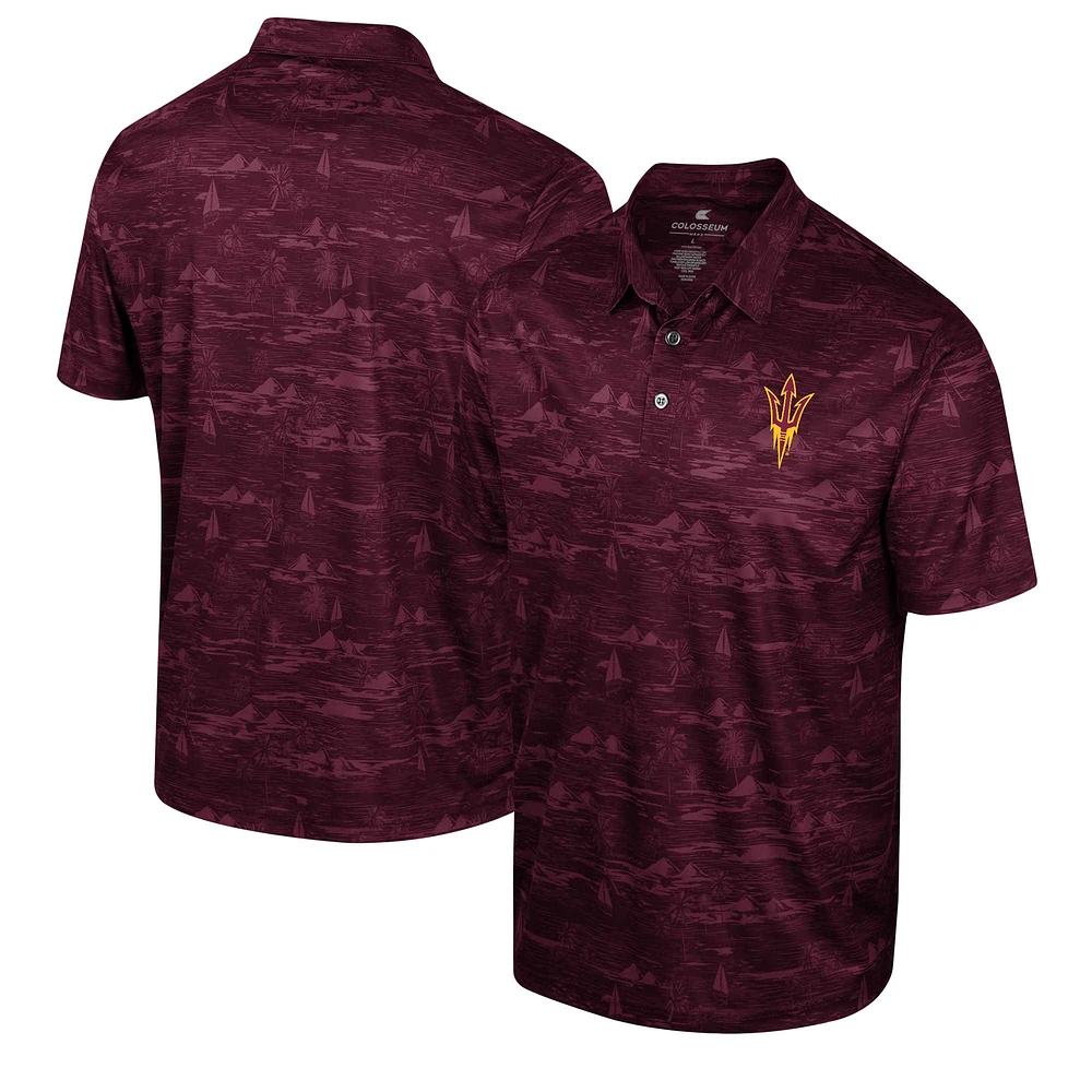 Men's Colosseum Maroon Arizona State Sun Devils Daly Print Polo