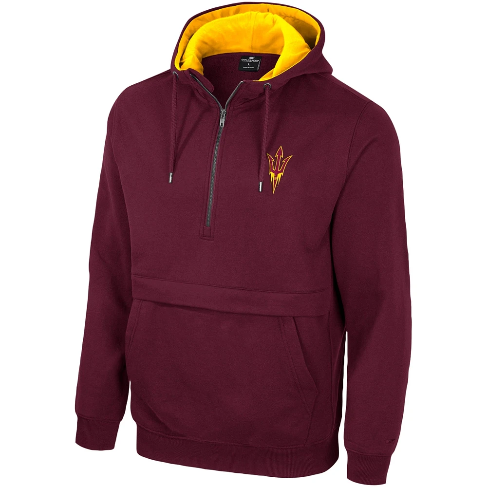 Sweat à capuche demi-zip Colosseum Maroon Arizona State Sun Devils pour hommes