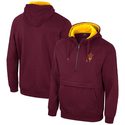 Sweat à capuche demi-zip Colosseum Maroon Arizona State Sun Devils pour hommes