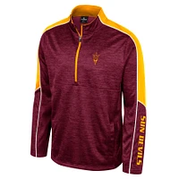 Veste à demi-zip pour hommes Colosseum Maroon Arizona State Sun Devils Marled