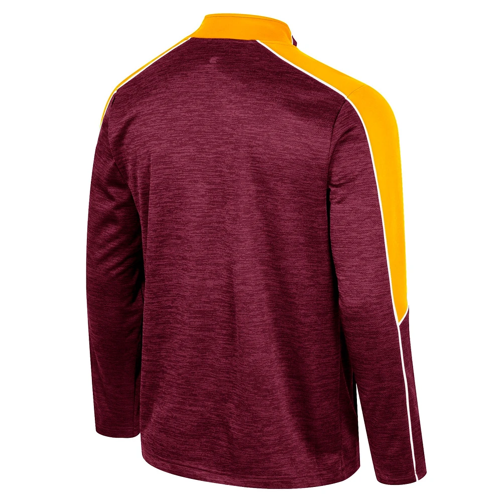 Veste à demi-zip pour hommes Colosseum Maroon Arizona State Sun Devils Marled