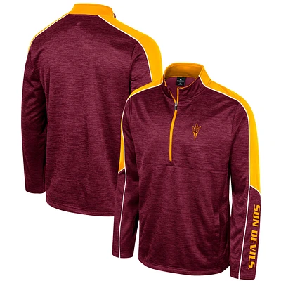 Veste à demi-zip pour hommes Colosseum Maroon Arizona State Sun Devils Marled