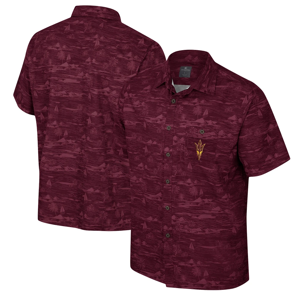 Men's Colosseum Maroon Arizona State Sun Devils Ozark Button-Up Shirt