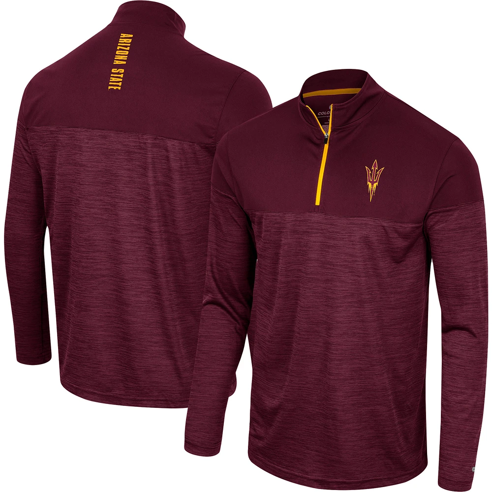 Homme Colosseum Maroon Arizona State Sun Devils Positraction Coupe-vent léger à quart de zip