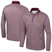 Haut rayé à glissière quart de tour pour homme Colosseum Maroon Arizona State Sun Devils