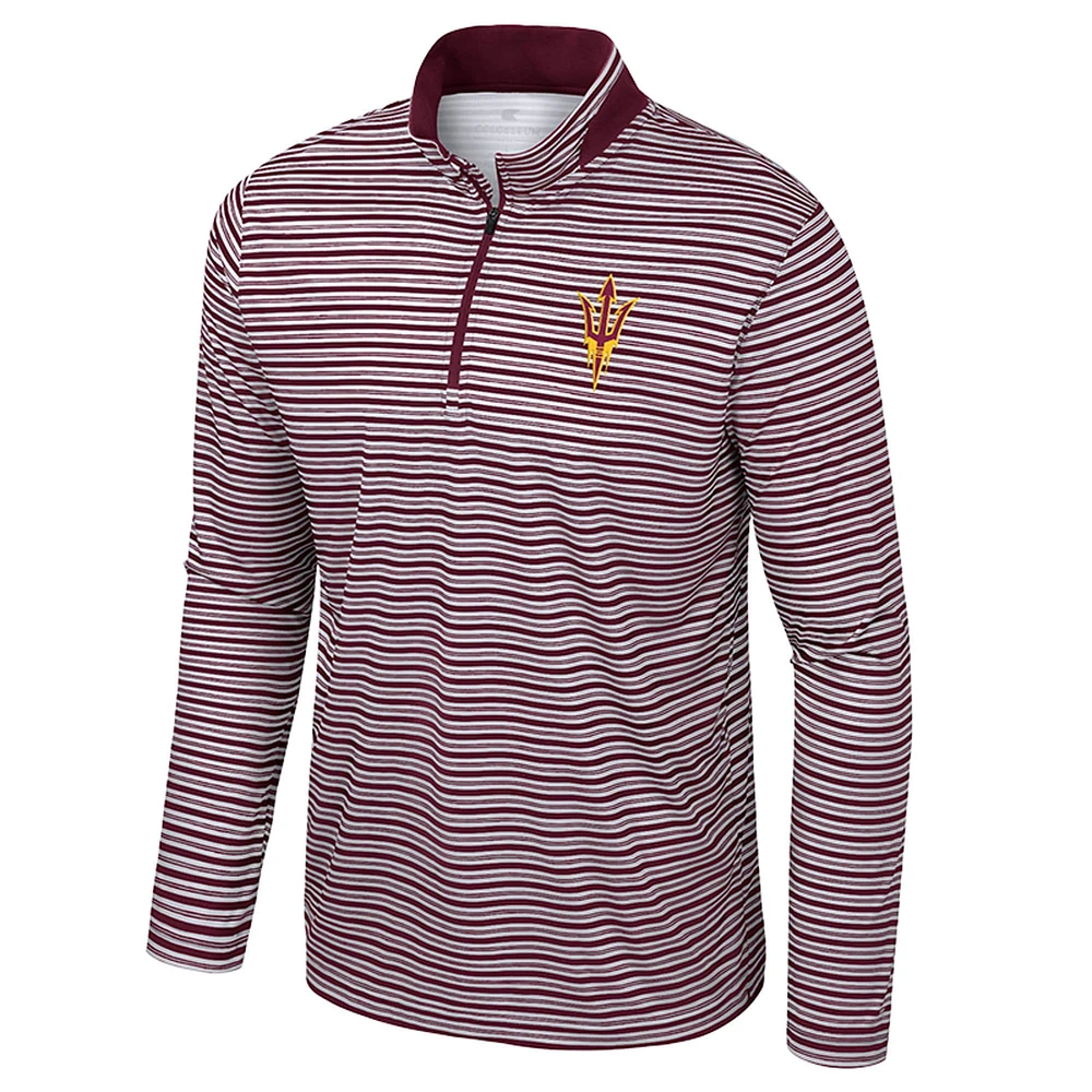 Haut rayé à glissière quart de tour pour homme Colosseum Maroon Arizona State Sun Devils
