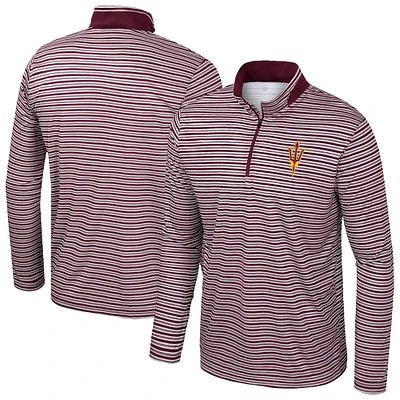 Haut rayé à glissière quart de tour pour homme Colosseum Maroon Arizona State Sun Devils