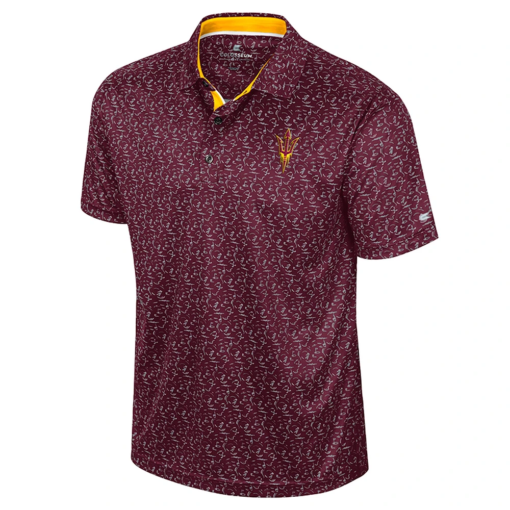 Polo de golf sublimé pour homme Colosseum Maroon Arizona State Sun Devils